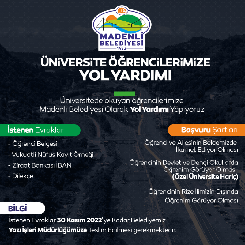 Madenli Belediyesinden Öğrencilere Yol Yardımı