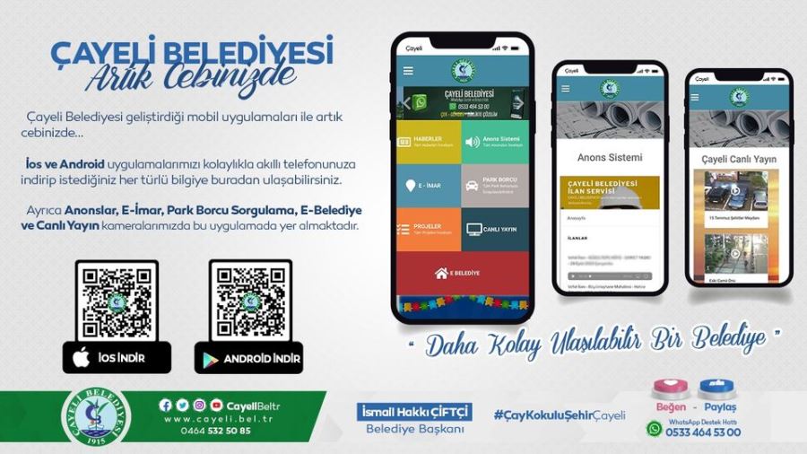 ÇAYELİ BELEDİYESİ ARTIK CEBİNİZDE