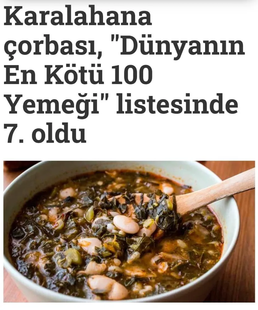 KARALAHANA EN KÖTÜ 100 YEMEK ARASINDA 7. OLDU