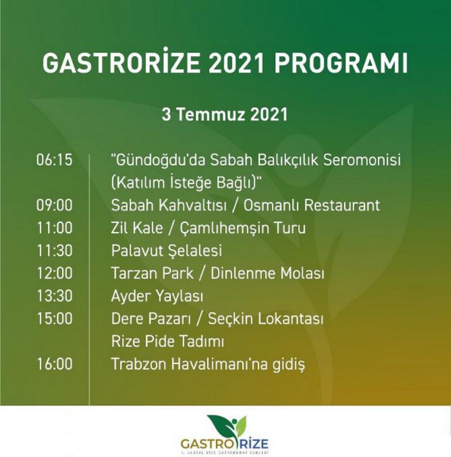 GASTRO RİZE GÜNLERİ (PROGRAMI) BAŞLIYOR