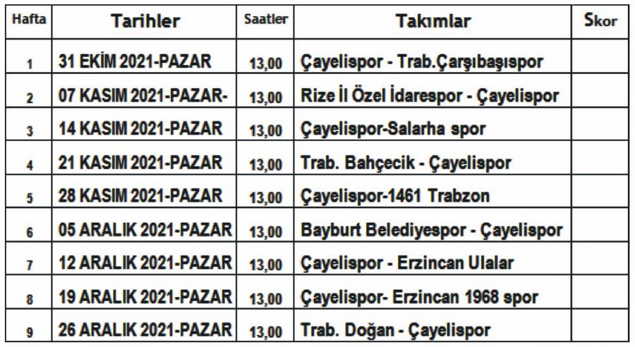 YEŞİL-BE­YAZ­LI EKİBİMİZ ÇAYELİSPOR