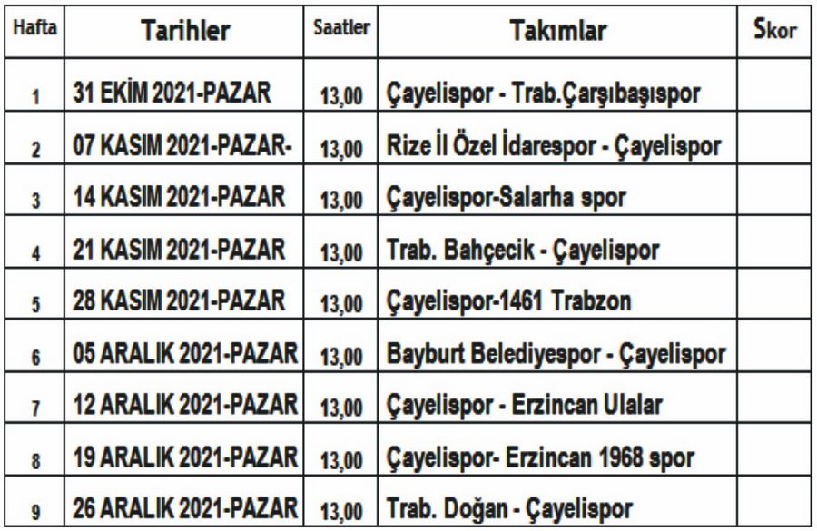 YEŞİL-BE­YAZ­LI EKİBİMİZ ÇAYELİSPOR