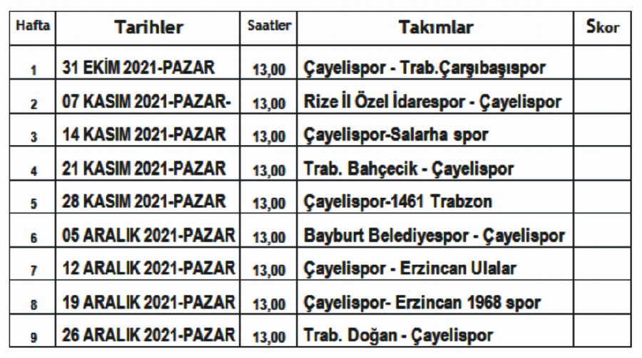 YEŞİL-BE­YAZ­LI EKİBİMİZ ÇAYELİSPOR